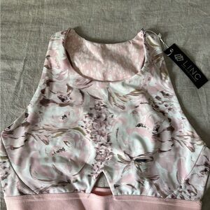 LINC Floral Pink Racerback Crop Top